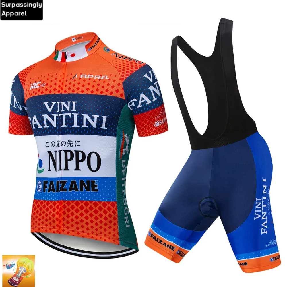 

2019 UCI Tour Team Orange VINI Cycling Jersey 16D Gel Pad Bike Shorts Set MTB Ropa Ciclismo Mens Summer Bicycling Maillot Wear
