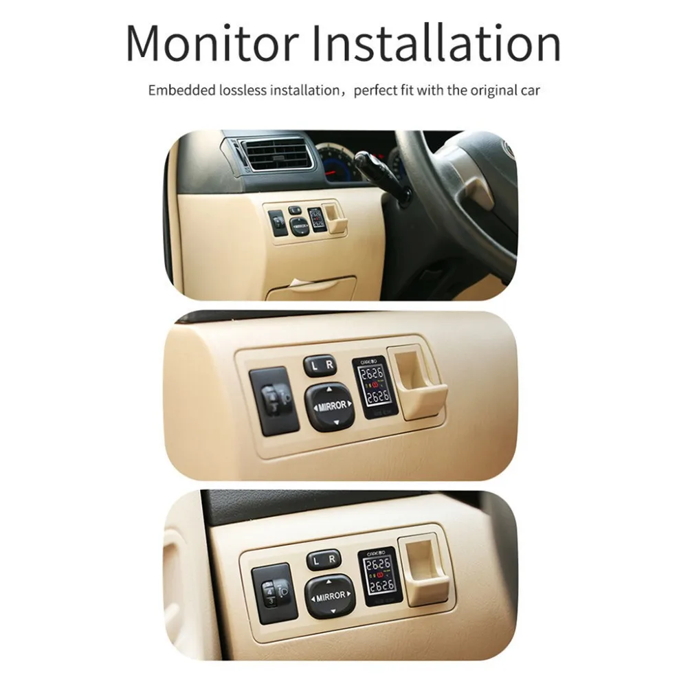 Careud автомобиля Tpms беспроводной авто шин давление мониторинга системы с 4 Датчики ЖК Встроенный монитор для Toyota