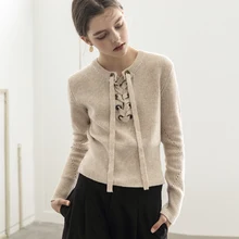 women’s spring autumn winter brand runway fashion high quality oversize 50% wool knitted thick pullovers sweater jumper with bow