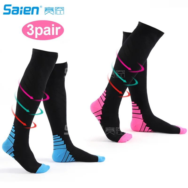 무릎 길이 두꺼운 검은색 압박 양말 남녀 공용, 운동 임신 여행용 러닝 양말 20-30mmhg  Best5