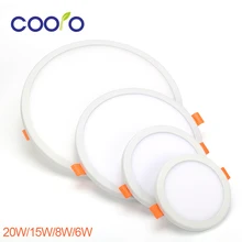 Светодиодный панельный светильник с круглым квадратным ультра тонким вниз светильник AC220V 6 Вт 8 Вт 15 Вт 20 Вт Встраиваемый светодиодный потолочный светильник для внутреннего освещения ванной комнаты