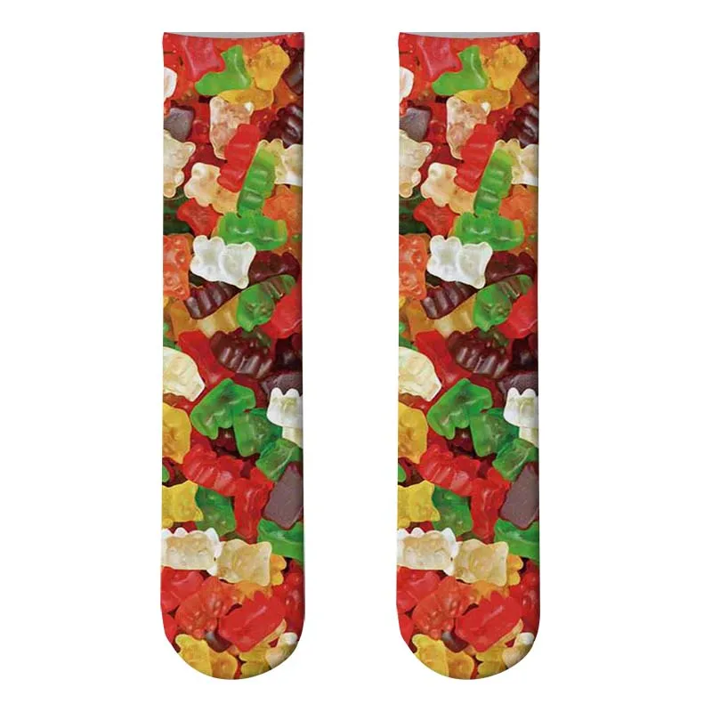 Kawaii/длинные женские носки с 3D принтом хот-дог, гамбургер, Гавайские милые повседневные Популярные гольфы, яркие забавные хлопковые Spaort Sox - Цвет: 8