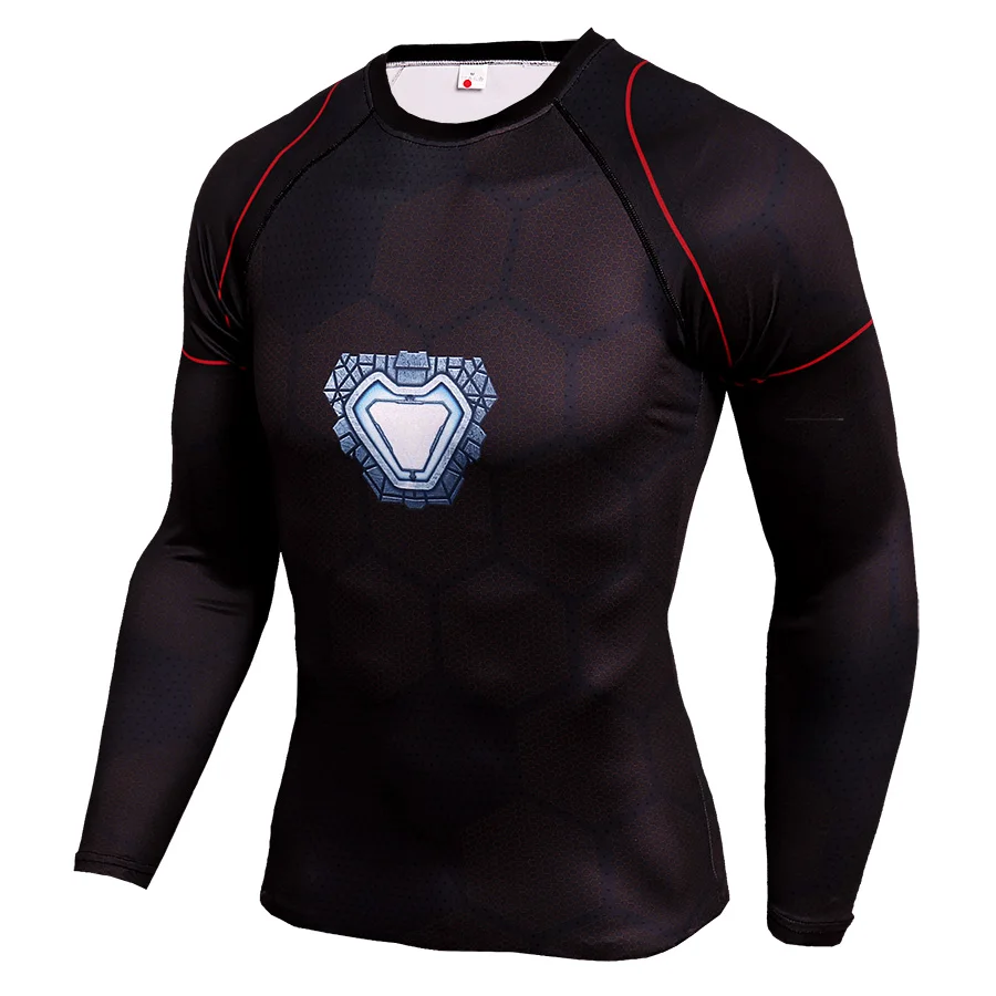 Мужская спортивная рубашка с принтом Capitan America, рубашка для бега в тренажерном зале, мужская рубашка для бега, Мужская компрессионная футболка Rashgard MMA