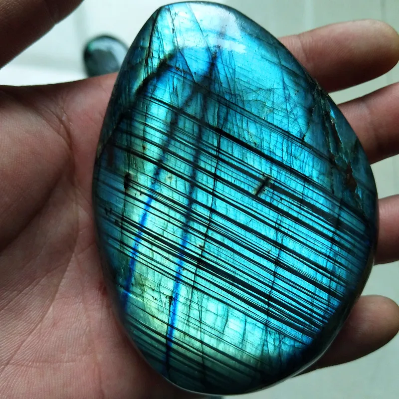 

Natural labradorite stone crystal palm stones plaything healing crystals and home decoration