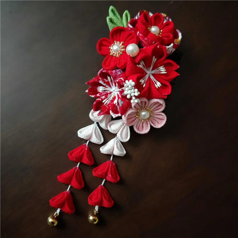 

Kimono Hairpin Headwear Headdress Flower Cosplay Ornament Plum Blossom Cotton Japanese-style Hand Made A