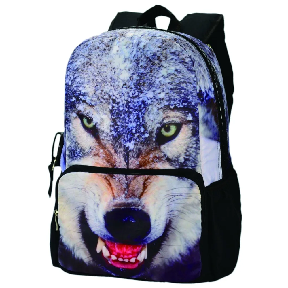 Buy Wolf Printing backpack bags large zipper school
