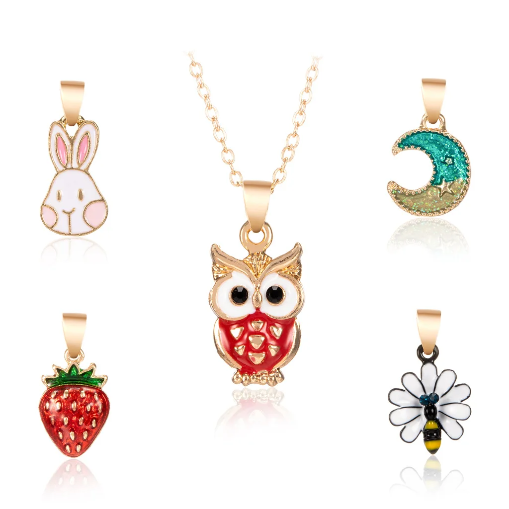 

Korean version of cross-border hot-selling alloy necklace chain chain chain (5 pendants can be exchanged) fashion jewelry