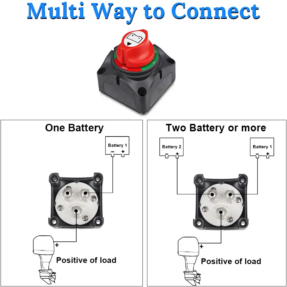 12v 24v Car Marine Boat Battery Switch Battery Disconnect Isolator 4 Position Switch For Truck Yacht Rv 1000a 8mm Stud