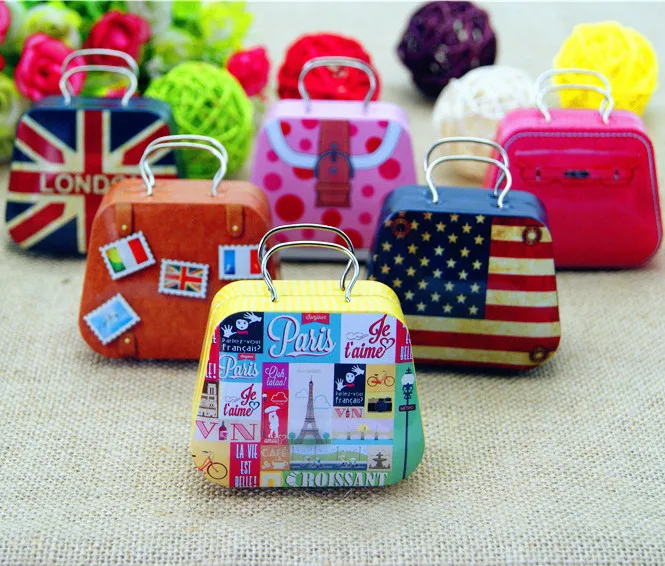 

Free shipping M size 7*3*5.5(cm) HOTSALE flag retro fashion sweet tin boxes for party 60pcs/lot , H102