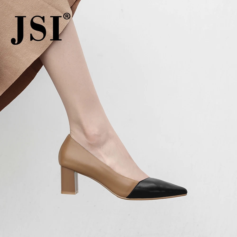 

JSI New High Heels Women Pumps Spring Hot Sale Genuine Leather Slip-On Shoes Pointed Toe Shallow Elegant Career Lady Pumps JO91