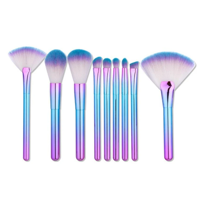 

9 Pcs Blue pink Gradient color Makeup Brushes Set Powder Foundation Eye shadow Eyeliner Lip Brush Tools brochas para maquillaje