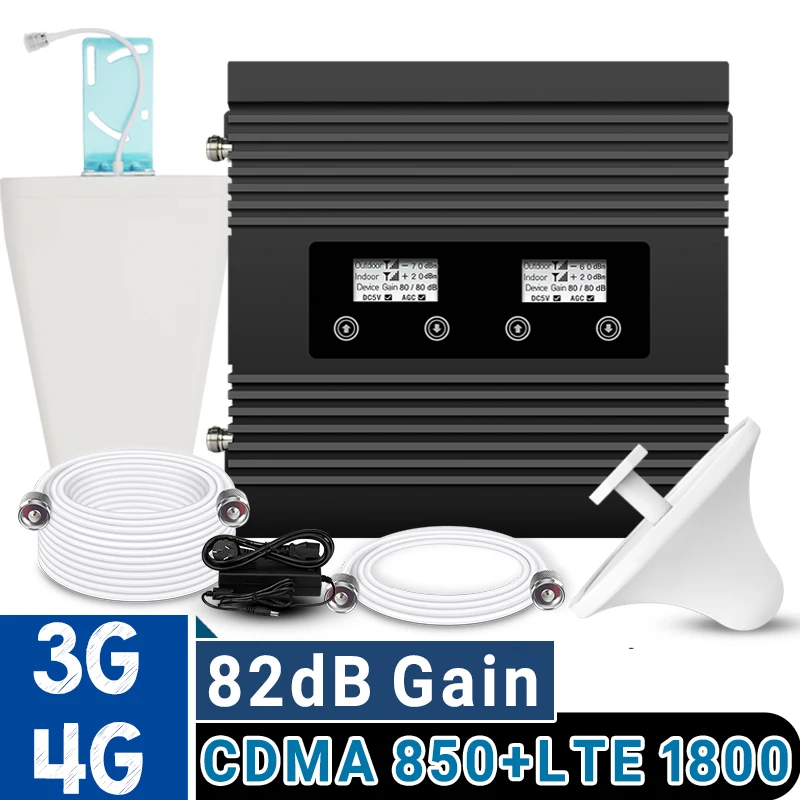 

ATNJ Full Intelligent LCD Display 3G Mobile Signal Booster 850 CDMA 2100 MHz WCDMA Repeater 3G Cellular Amplifier 82dB Gain kit@