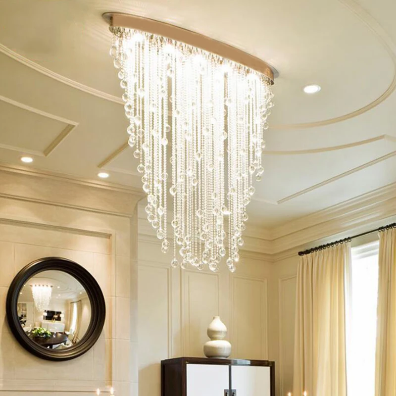 Современная люстра, столовая, Овальный дизайн, хрустальный светильник для гостиной, Встраиваемый светодиодный светильник, роскошная хрустальная люстра