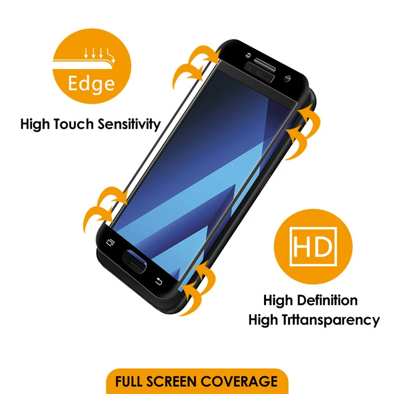

JGKK Protector de Pantalla 3D Full Cover Tempered Glass For Samsung Galaxy A3 A5 A7 A320 A520 A720 2017 Screen Protector Film