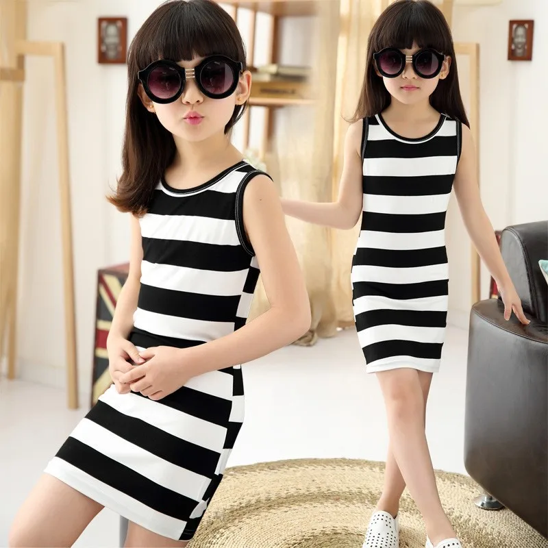 Girls Summer Dress Vestido Rainbow Dress girl costume Sleeveless Stripe...