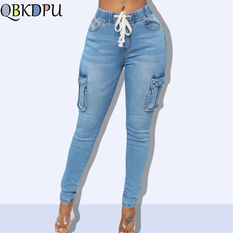 

Boyfriend Jeans For Women Autumn Elastic Plus Loose Denim Casual Drawstring Plus Cropped Jeans Women Jeans Mujer Vaqueros Mujer
