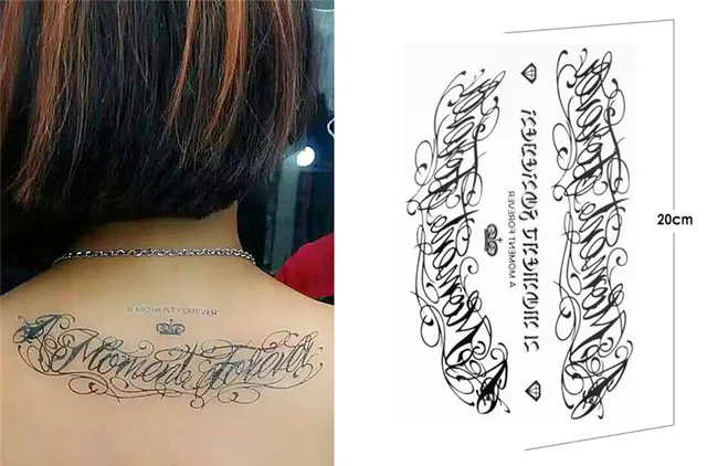 black temporary tattoo words sticker latin english word a moment black temporary tattoo words sticker latin english word a moment