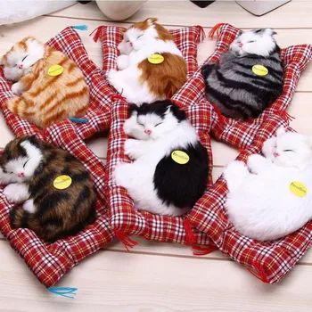 

Car Interior Ornaments Simulation Cat Animal Doll Plush Sleeping Cats Toy Automobile Home Decoration