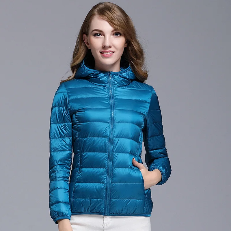  2018 New Women's Long Sleeve Hooded Down Coats Warm Ladies Down Jackets Slim Warm and Comfortable S