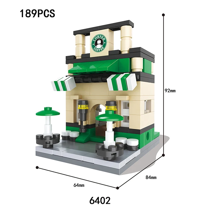 Строительные блоки мини-Модель "улица" магазин городской серии блоки детские фигурки игрушки развивающие кирпичные игрушки для детей рождественские подарки - Цвет: 189PCS Starbu Coffee
