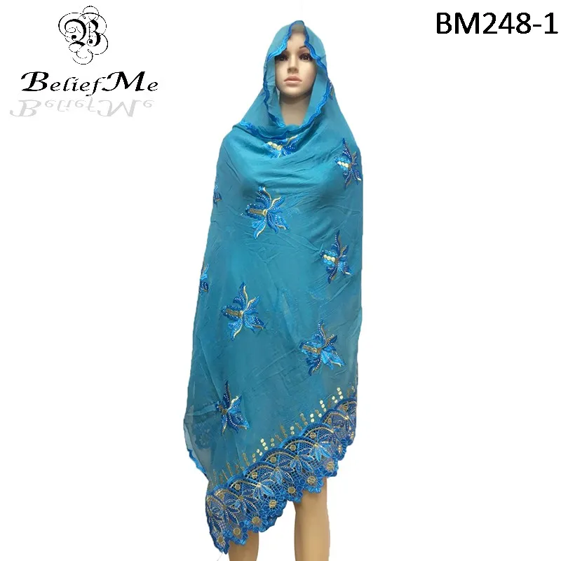 Африканский шарф, Африканский мусульманский женский шарф с вышивкой, многофункциональные шарф-шали wrpas, серый шарф - Цвет: BM248 1
