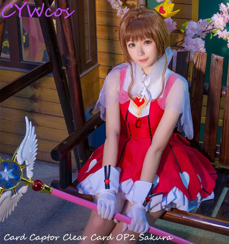 

Card Captor Clear Card OP2 Sakura Cosplay Costume Red Rose Cosplay Sakura Women Summer Dress Sakura Cosplay Uniforms Costumes