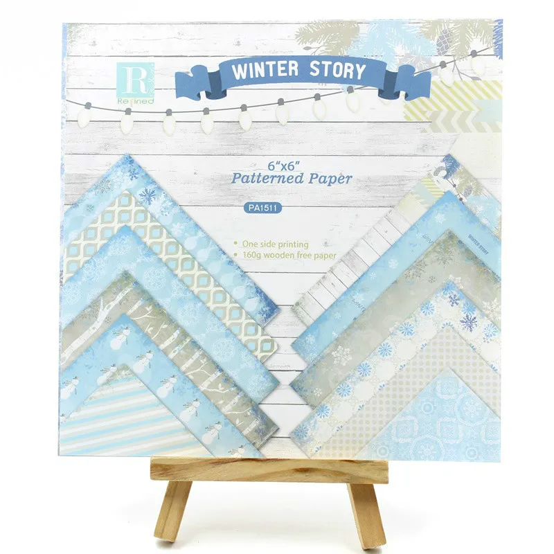 

KSCRAFT 12pcs 6" Single-side Printed winter pattern creative papercraft art paper handmade scrapbooking kit set book