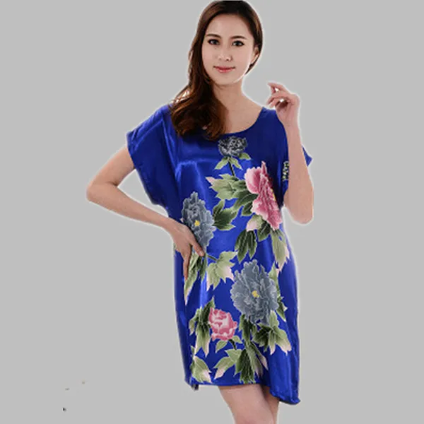 New 2016 Silk nightwear ladies sexy sleepwear font b sleepshirts b font print font b nightgown