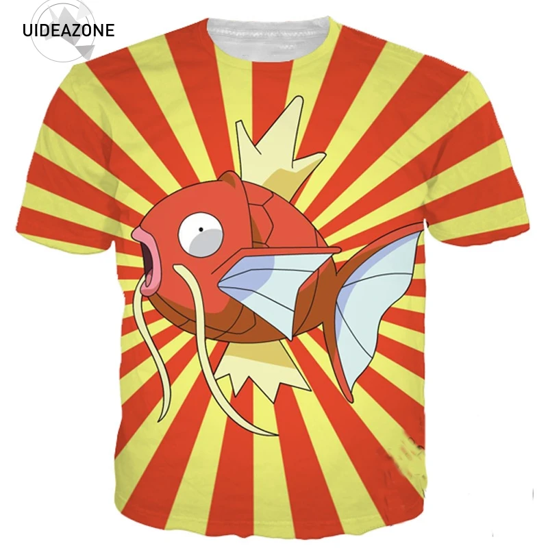 Футболка Pokemon Magikarp мужская и женская 3D с принтом 360 2018 Забавные топы коротким