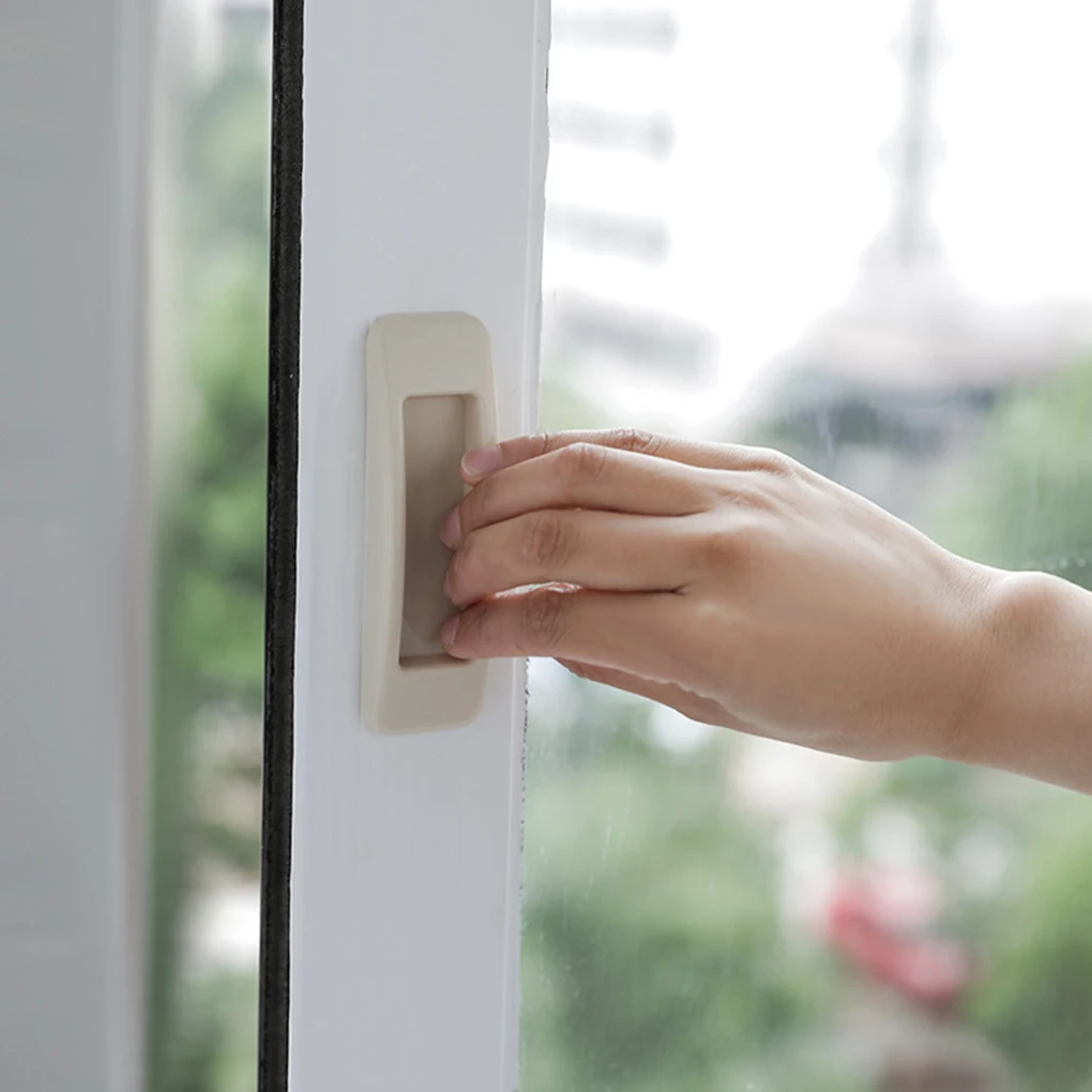 

2pcs/set Self-adhesive Plastic Sliding Door Pull Window Handle Cupboard Cabinet Kitchen Drawer Knobs