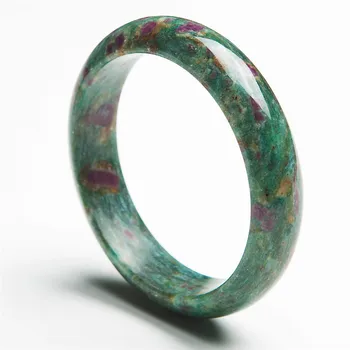 

Genuine Ru by Zoisite Natural Gems Stone Charm Round Bangles Women Female Inner Diameter 57mm