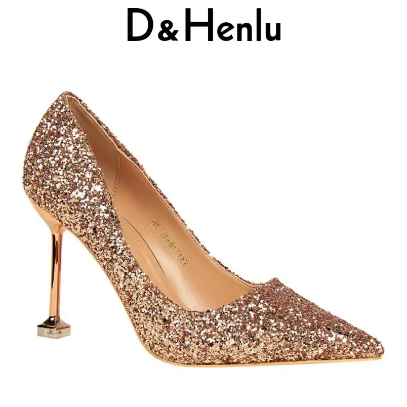 {D&Henlu} 2018 Women Shoes Sexy Sequined Cloth Women's Glitter Pumps Party Stiletto Pointed Toe Thin Heels Wedding Silver Shoe {D&Henlu} 2018 Women Shoes Sexy Sequined Cloth Women's Glitter Pumps Party Stiletto Pointed Toe Thin Heels Wedding Silver Shoe