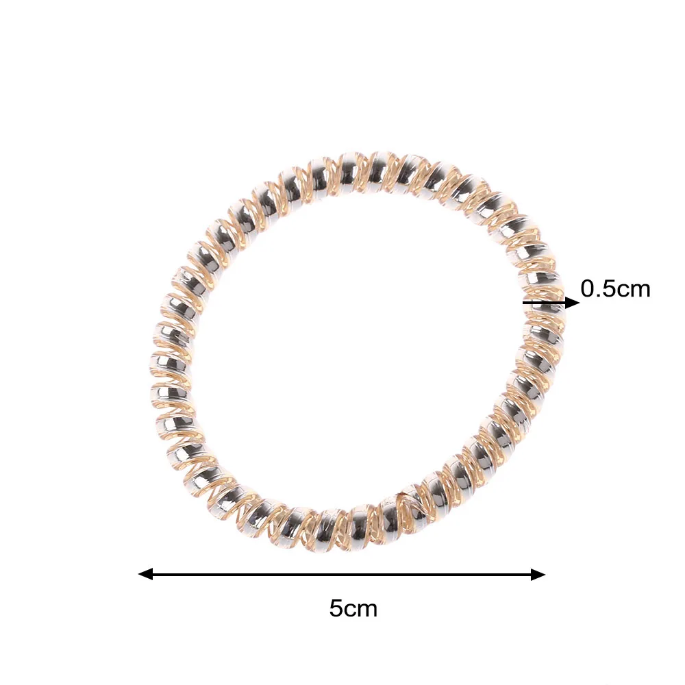 10 шт Золотой/Серебряный цвет эластичный резиновый пластиковый телефонный провод волосы полосы конский хвост держатель резинки аксессуары для волос 5 см
