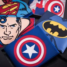 Comics DC Marvel The Avengers Brieftaschen Captain America Iron Man Geldbörse Simpson Spiderman Superman Batman Leder PVC Anime Brieftasche