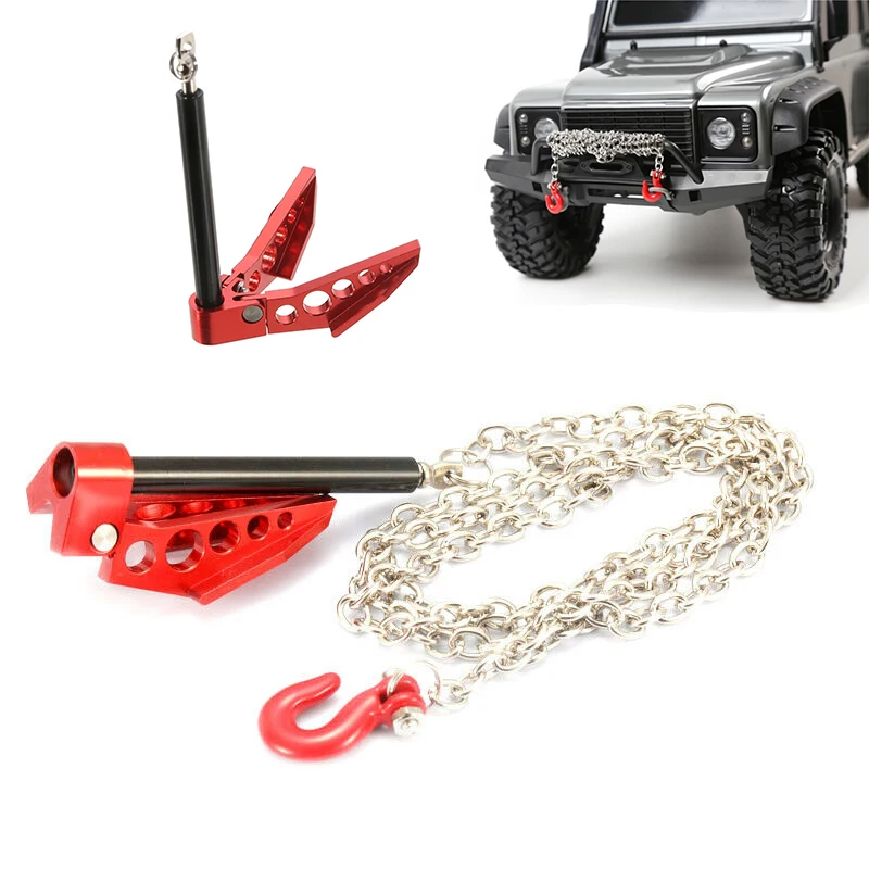 

Winch Anchor With Tow Chain Foldable Model Tow Chain With Hooks Metal Kit For 1/10 RC TRX-4 SCX10 D90 Car RC Toy Accessories