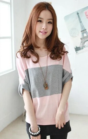 

HGFS2017 Korean Women Summer Style Fashion Harajuku Patchwork T Shirts Kawaii Cotton Short Sleeve Casual Tee Female Loose Cute T