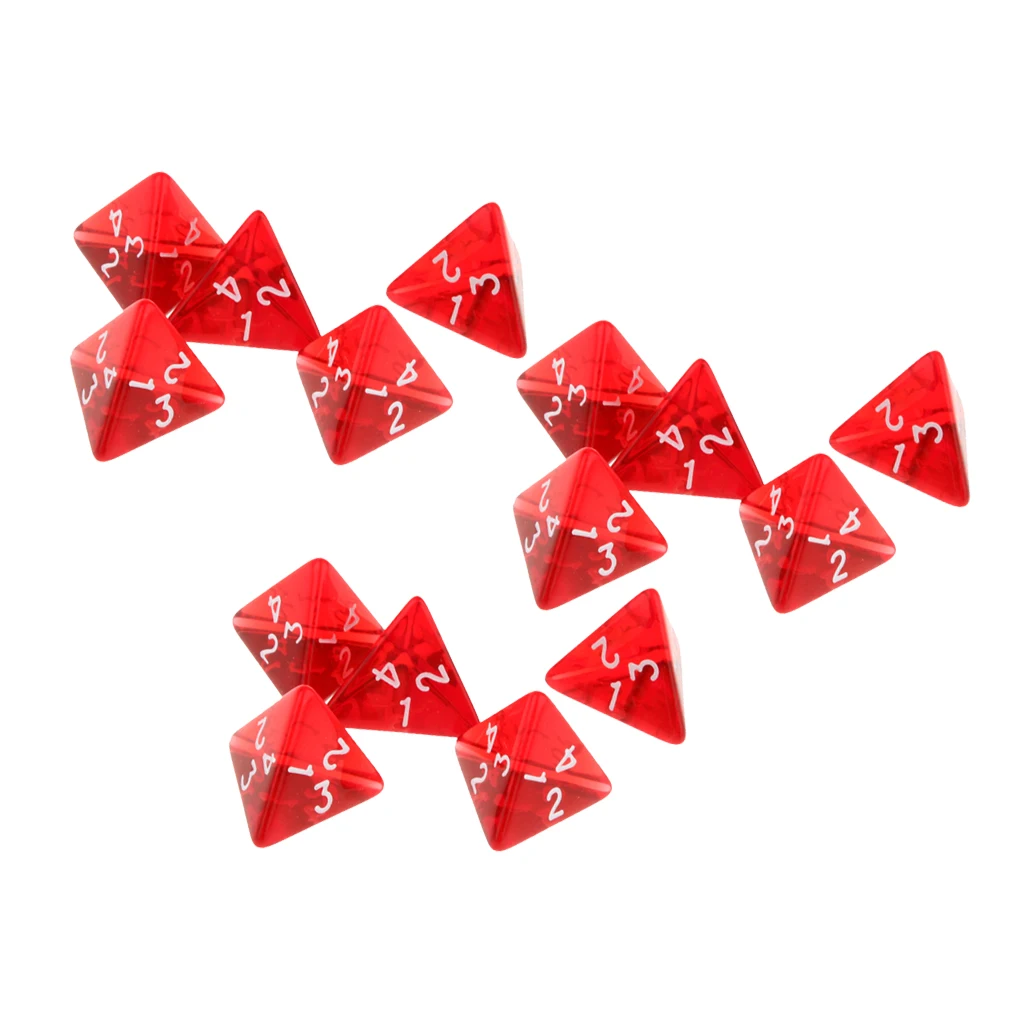 15Pc Red Dice Set D4 Four-sided Gem Dice 2cm 4-Die RPG Dice Dice Player Accs