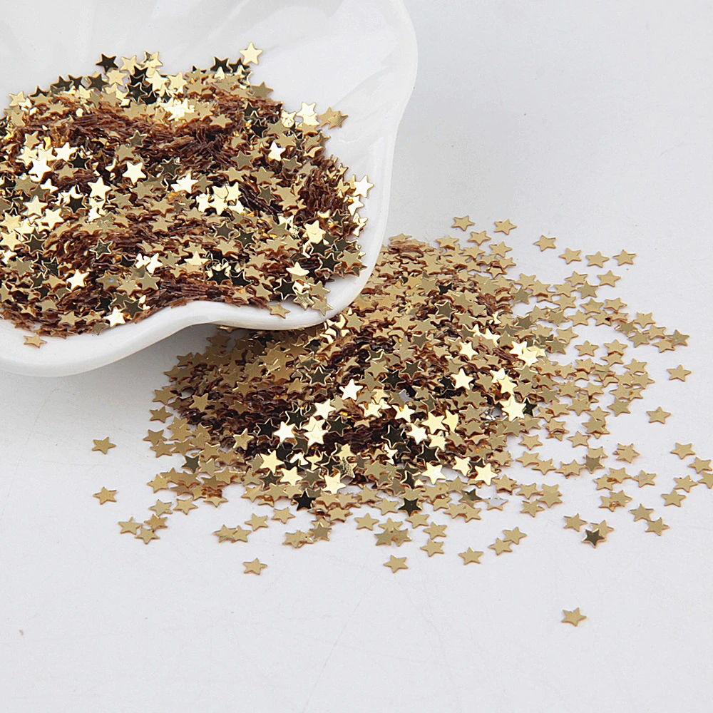 4mm star light gold Золотые блестки 3 мм-30 мм плоские круглые ПВХ свободные блестки для рукоделия блестки Швейные украшения DIY аксессуары Lentejuelas Para Coser - Цвет: 4mm star light gold