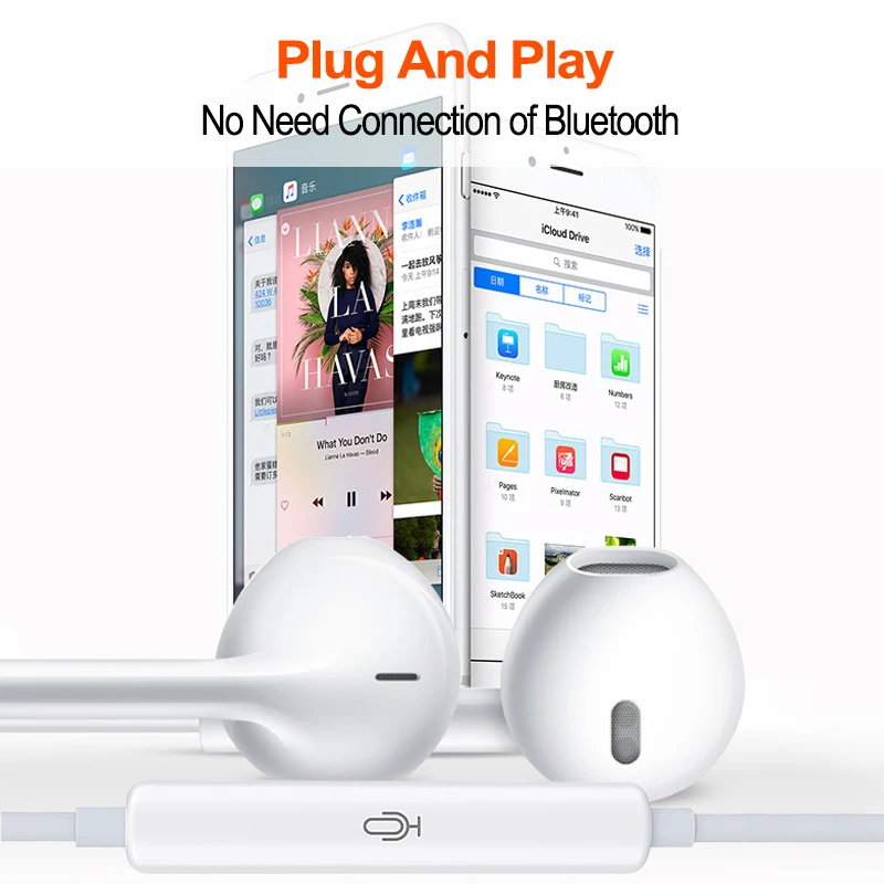 Гарнитура с подсветкой с микрофоном без Bluetooth Проводные стерео наушники для Apple iPhone 8 7 Plus X XS MAX XR