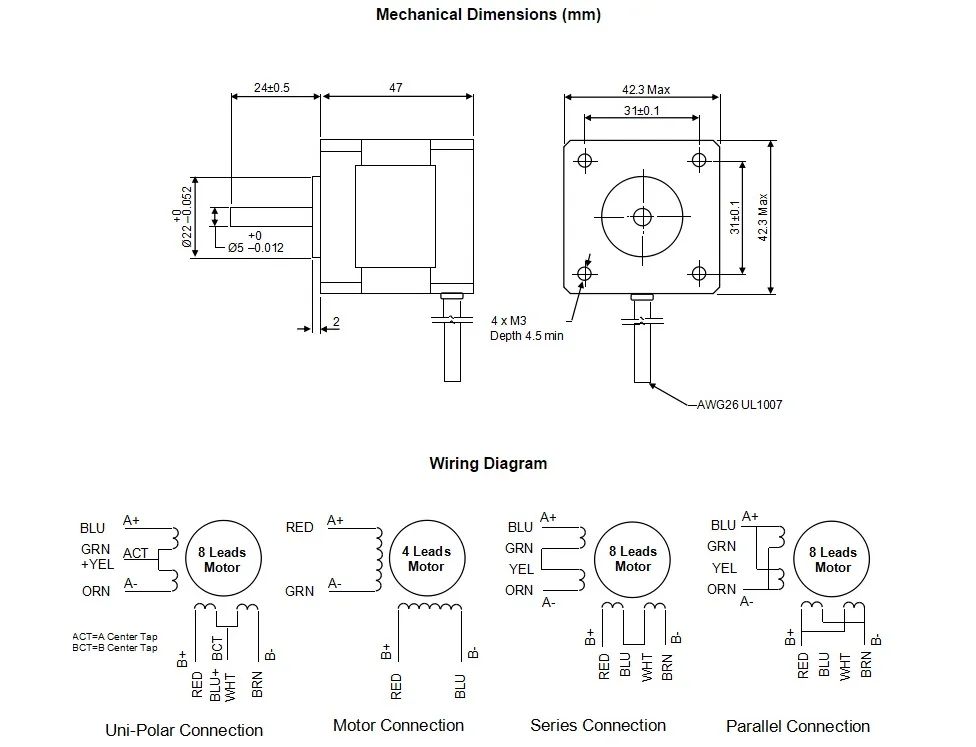 Nema 17 2 фазы 0.44N. m 62ozf. in шаговый двигатель 42 мм рама 5 вал 42J1848 425 JMC|nema stepper motors|motor locknema
