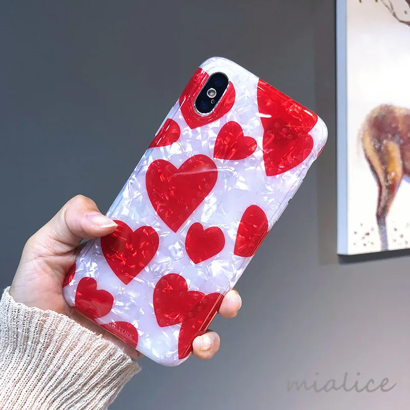Кристалл Мрамор Сердце Любви Телефон чехол для iPhone X 8 7 6 S Plus Мягкие Tpu Shell Мода coque