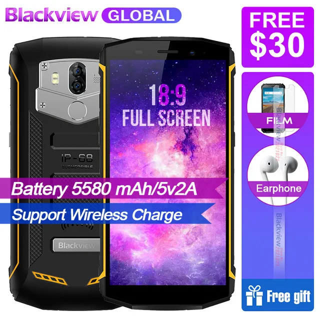 

PROMOTION Blackview BV5800 pro IP68 waterproof Wireless Charge 5580 mAh 4G 18:9 2GB 16GB Smartphone MT6739 13MP NFC Touch ID