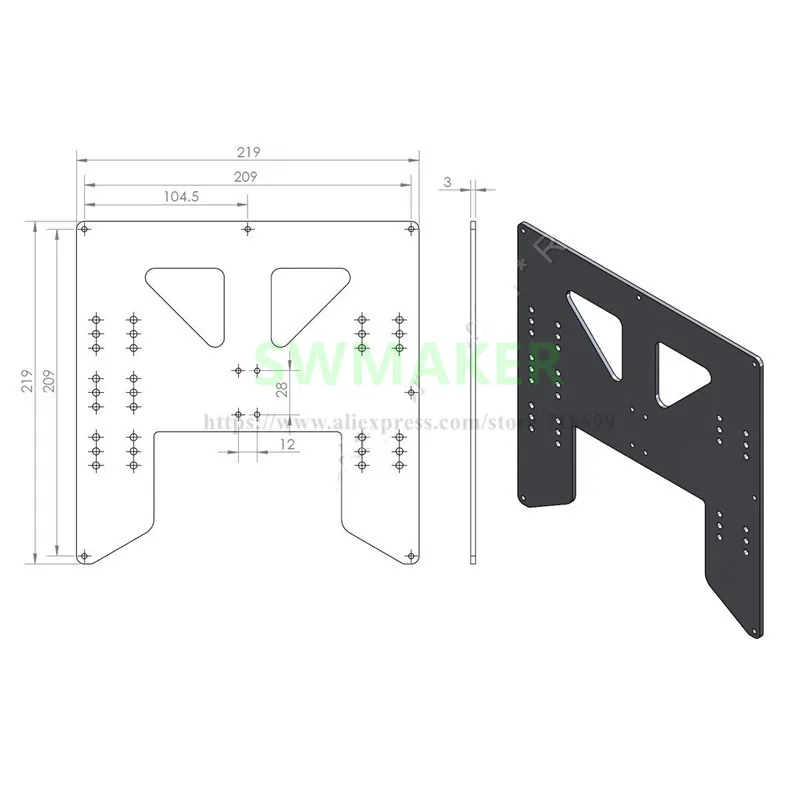 SWMAKER Anet A8 E10 y-каретка обновленная пластина Anet A8 A6 3D-принтер обновленная Y каретка анодированная алюминиевая пластина