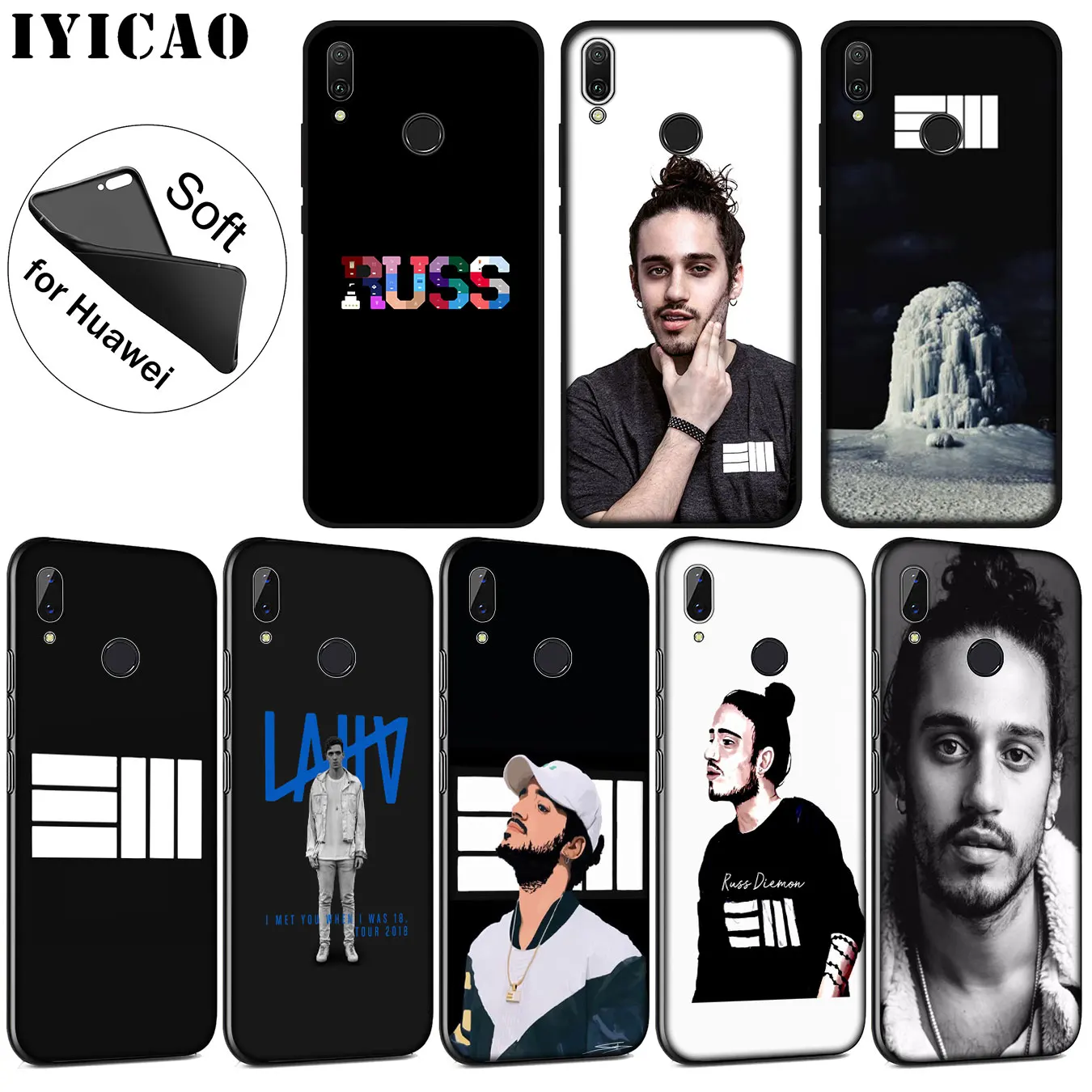 IYICAO Russ pop Soft Silicone Phone Case for Huawei P30 P20 Pro P10 P9 P8 Lite Mini 2017 2016 P smart Z 2019 TPU Black Cover |