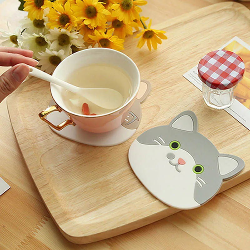 Cat-Shaped-Tea-Coaster-Cup-Holder-Mat-Coffee-Drinks-Drink-Silicon-Coaster-Pad (4)
