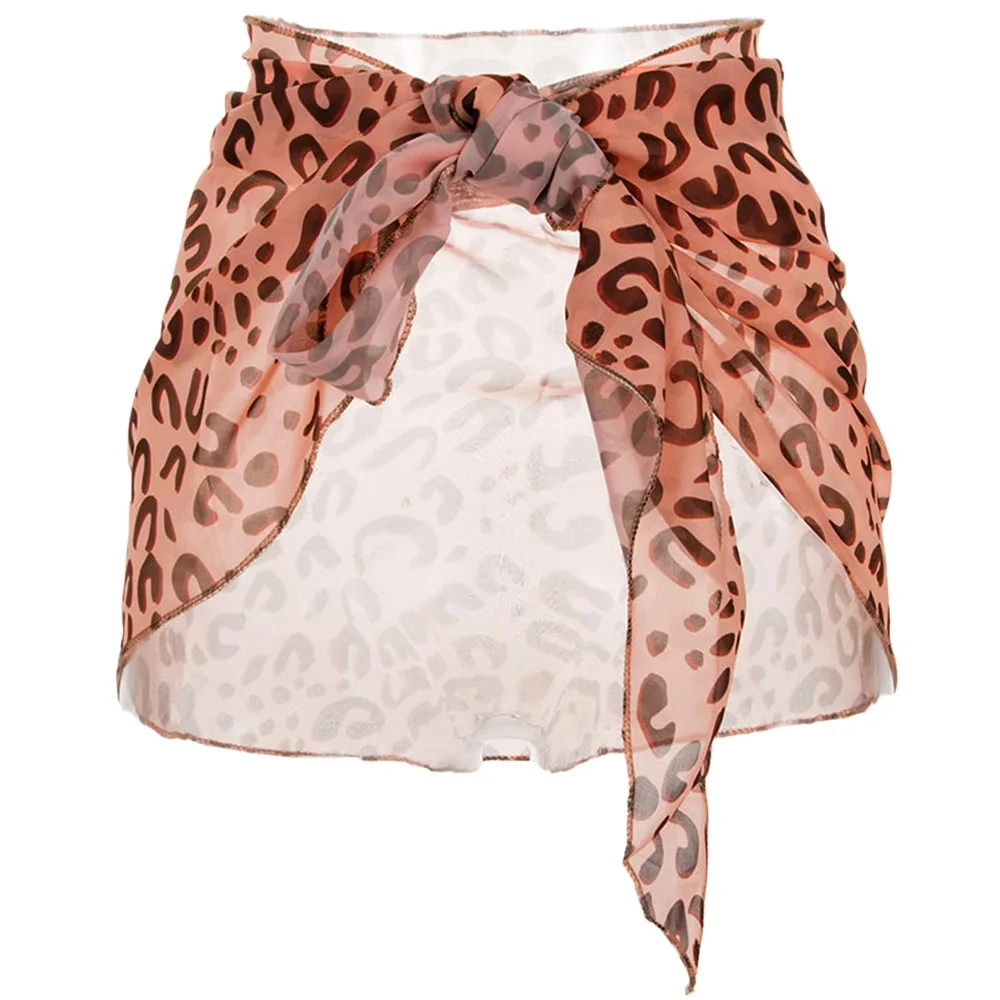 Новинка, летний сексуальный женский леопардовый шифоновый саронг, шарф, Пляжное бикини, купальник, юбка, накидка