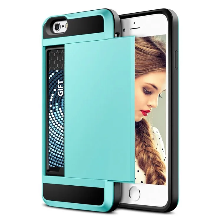 New Hybrid Tough Capa Case For iphone 5 5S SE 6 6S 7 8 Plus Slider Card Holder Wallet Armor Phone Back Cover for iphone X XS Max phone cases for iphone 8