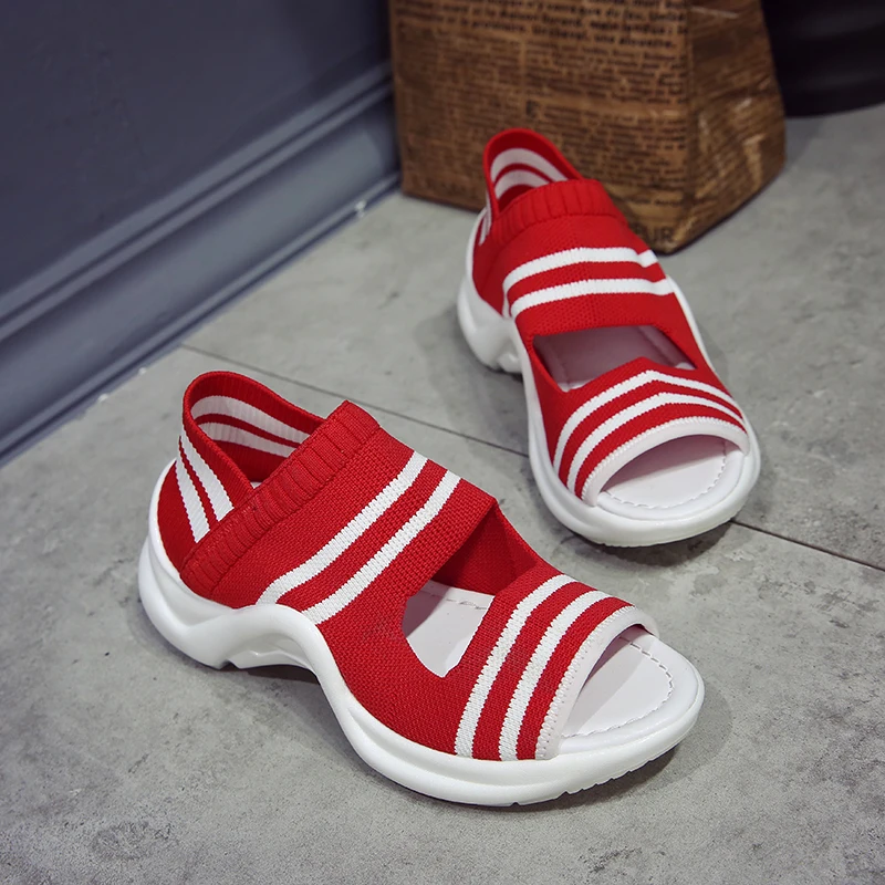 

Fires Summer Mesh Women Sandals Fashion Casual Shoes Slip-on Wedge Swing Shoes Height Increasing Platform Sandals Lady Leafers