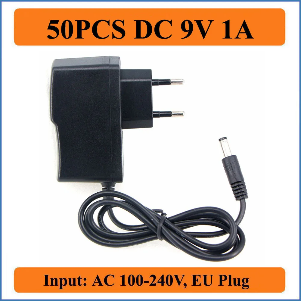 50 шт. 9 В 1A ЕС Plug AC DC адаптер переменного тока 100 В-240 конвертер питания зарядного 5.5