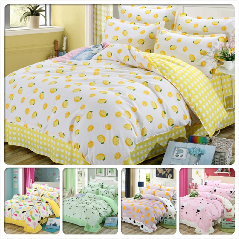 Lemon Duvet Cover AB Side 150x200 180x220 200x230 3/4 pcs Bedding Set